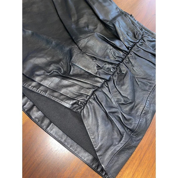 LAMARQUE Aricia Leather Skirt in Black New Mini Ruched - Picture 8 of 15